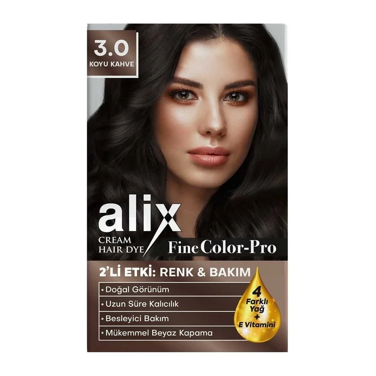 Alix Saç Boyası Set Boya 50 ml – 3.0 Koyu Kahve