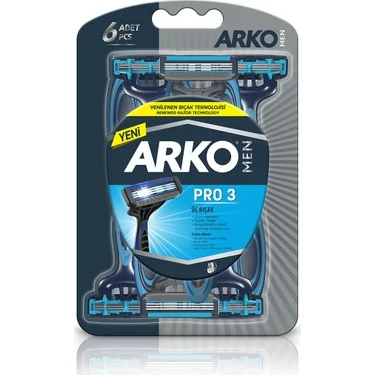 Arko Men Pro 3 Bıçaklı Tıraş Bıçağı – 6'Lı