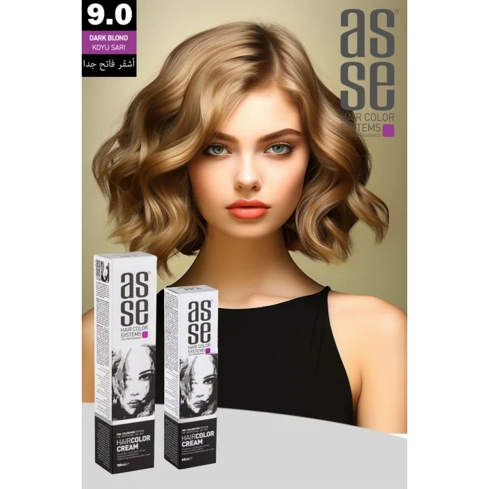 Asse Krem Tüp Boya 60 ml Profesyonel Saç Boyası – 9.0
