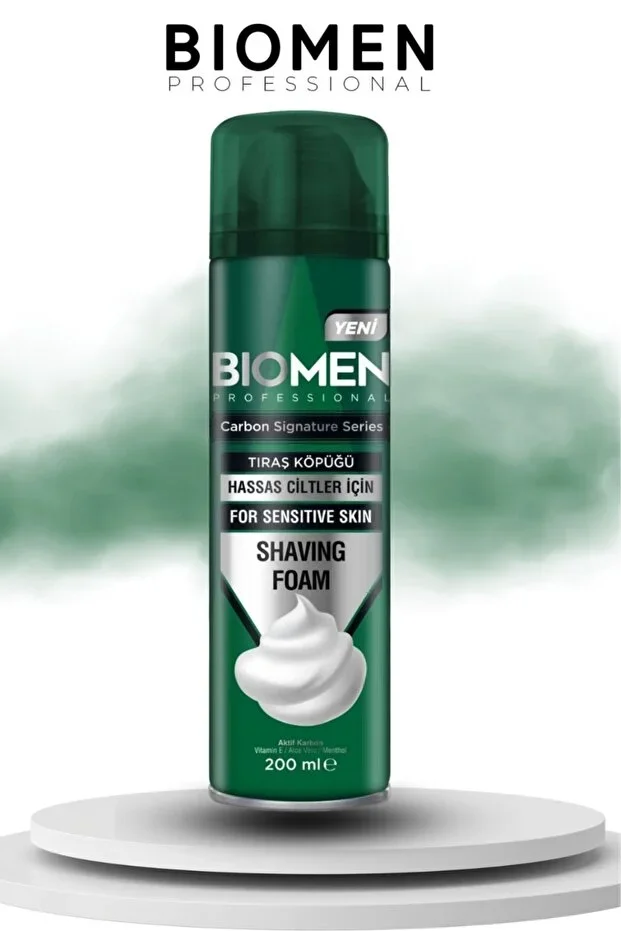 Biomen Aktif Karbon Tıraş Köpüğü 200 ml – Hassas Ciltler için