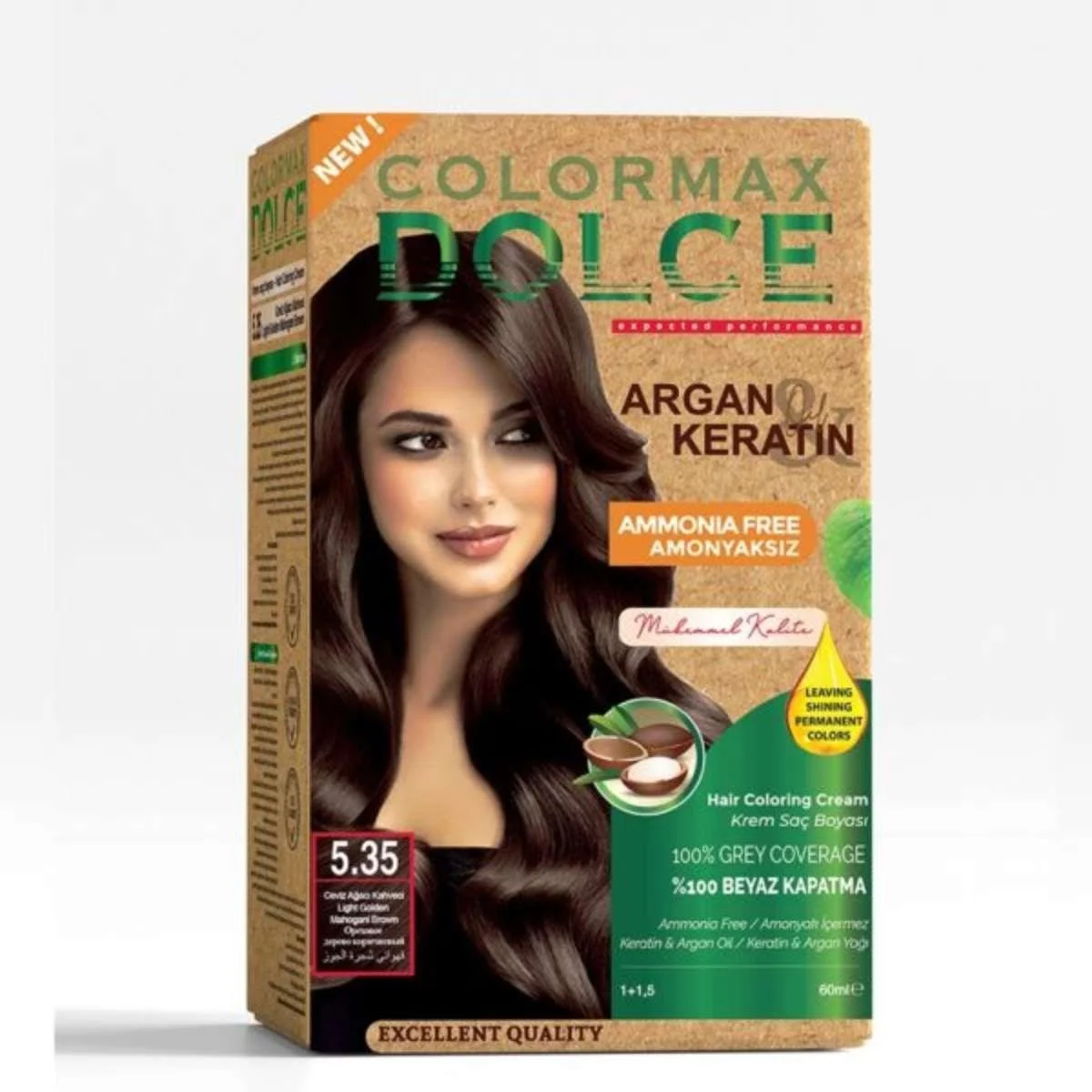 Colormax Dolce Amonyaksız, Doğal Set Boya – 5.35 Ceviz Ağacı Kahvesi