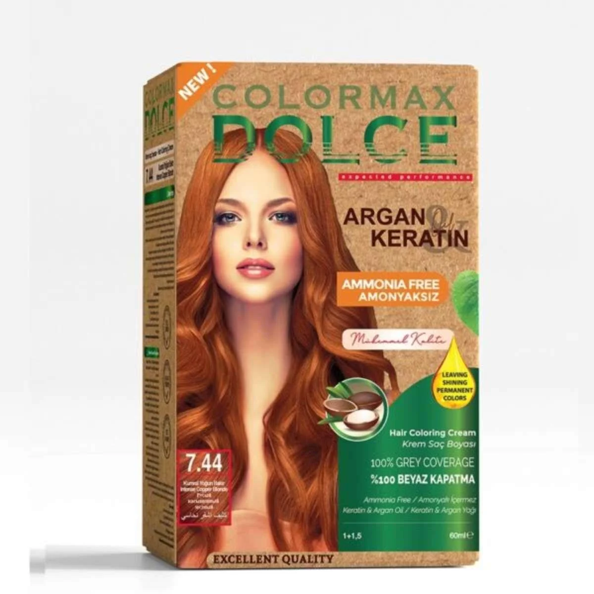 Colormax Dolce Amonyaksız, Doğal Set Boya – 7.44 Kumral Yoğun Bakır