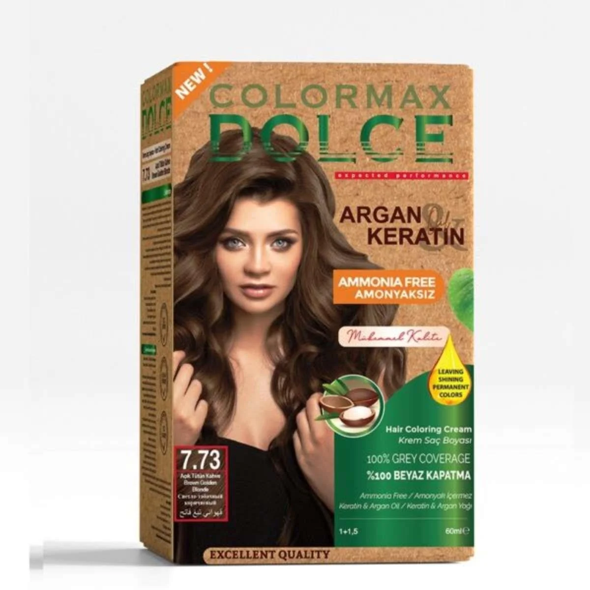 Colormax Dolce Amonyaksız, Doğal Set Boya – 7.73 Açık Tütün Kahve