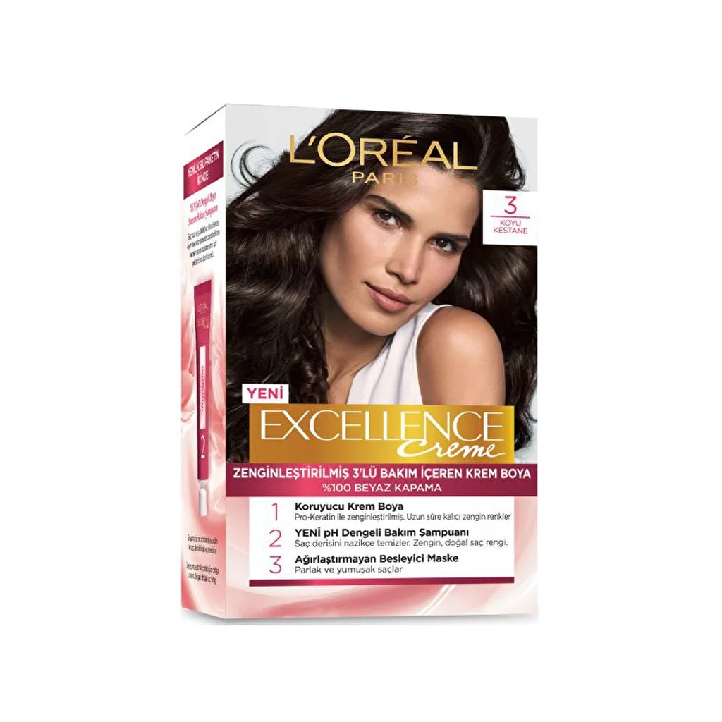 L'Oreal Paris L'Oreal Excellence Cool Creme Saç Boyası – 3 Koyu Kestane