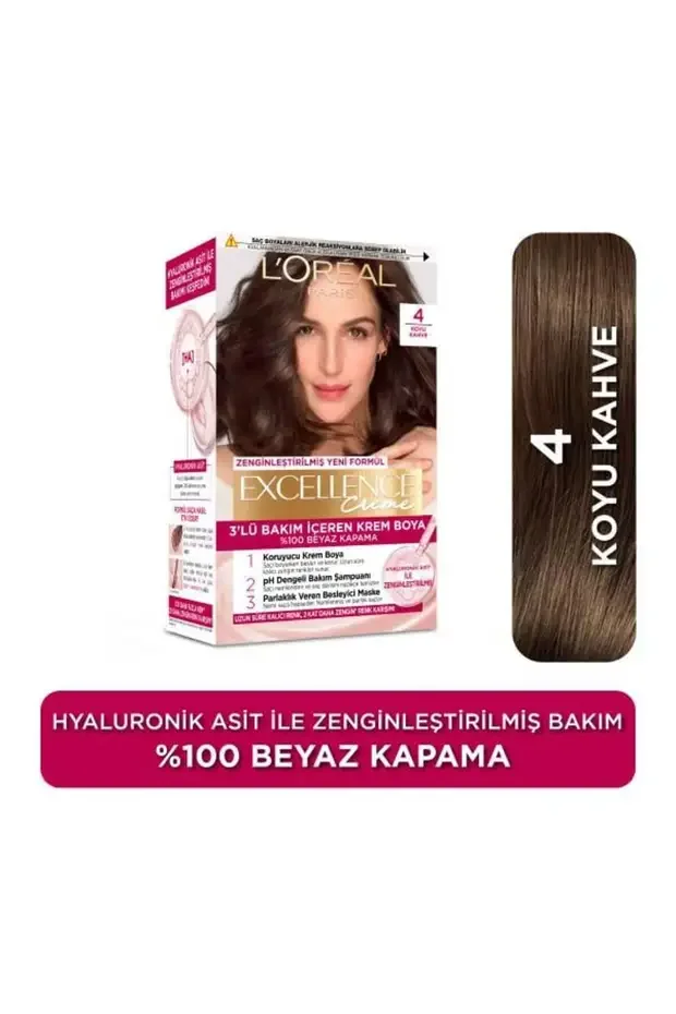 L'Oreal Paris L'Oreal Excellence Cool Creme Saç Boyası – 4 Koyu Kahve