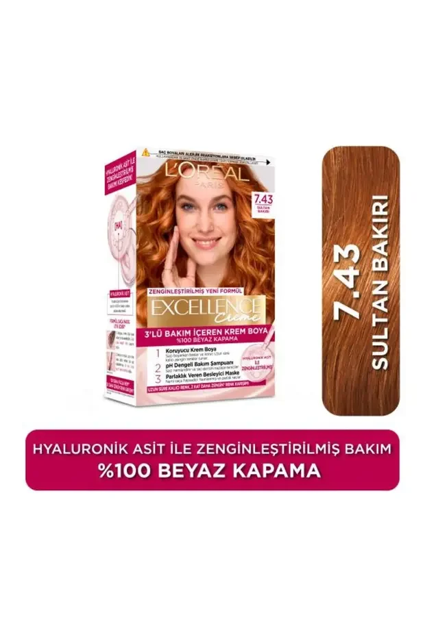 L'Oreal Paris L'Oreal Excellence Cool Creme Saç Boyası – 7.43 Sultan Bakırı
