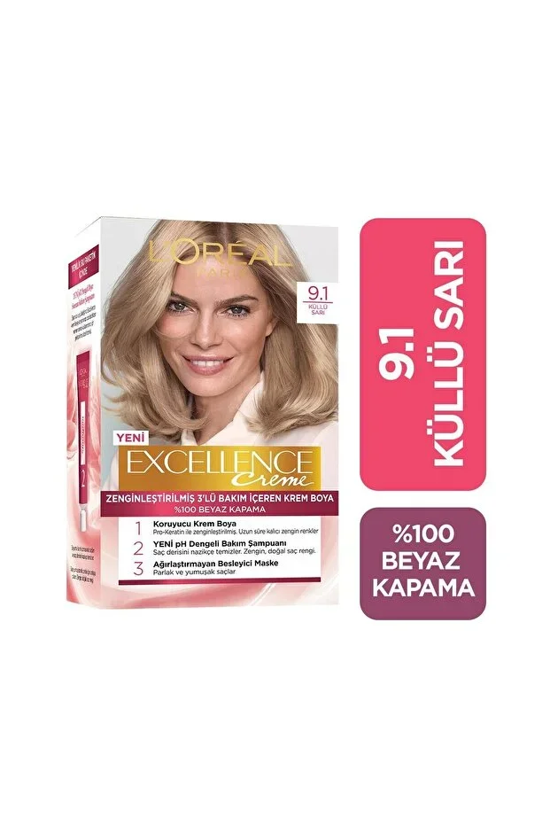L'Oreal Paris L'Oreal Excellence Cool Creme Saç Boyası – 9.1 Sarı Küllü