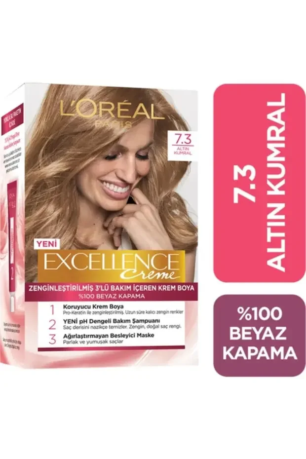 L'Oreal Paris Excellence Saç Boyası – 7.3 Altın Kumral