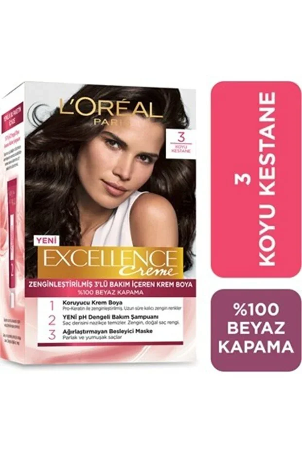 L'Oreal Paris Excellence Saç Boyası – Koyu Kestane No 3