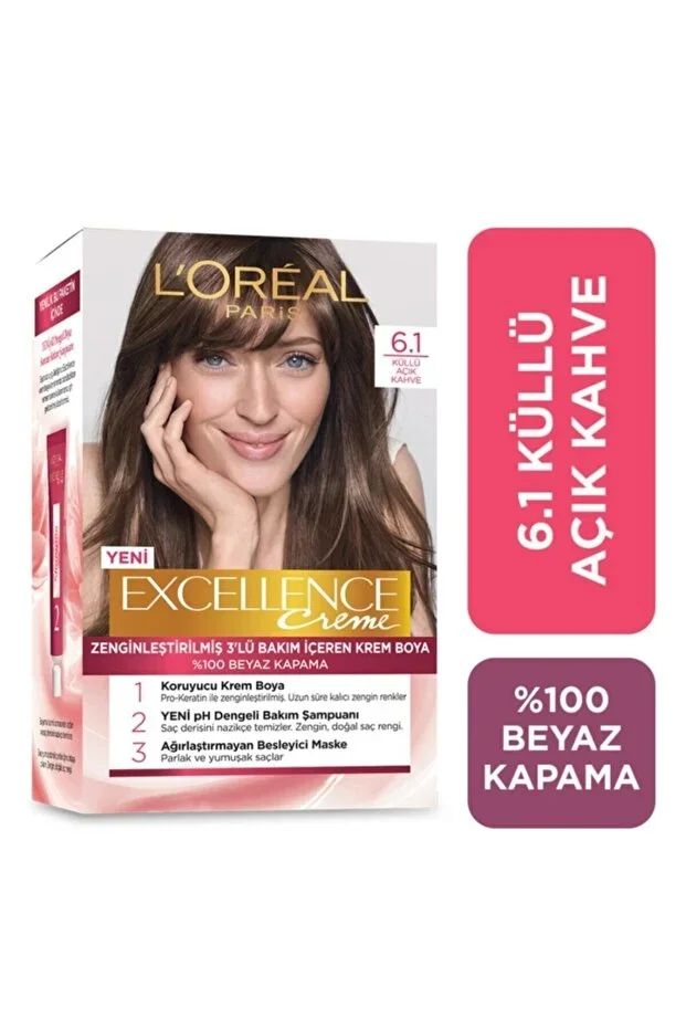 L'Oreal Paris Excellence Saç Boyası – Küllü Açık Kahve 6.1