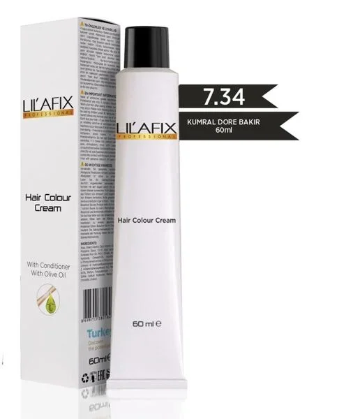 Lilafix Krem Profesyonel Tüp Saç Boyası 60ml – 7.34 Kumral Dore Bakır
