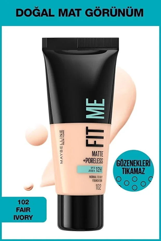 Maybelline Fit Me Matte Poreless Fondöten – 102 Fair İvory