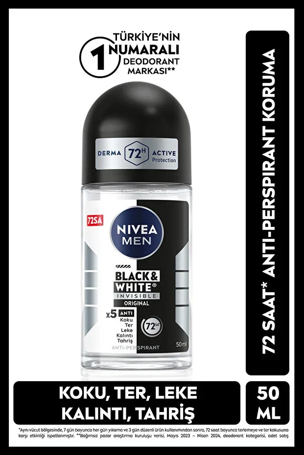 Nivea Men Erkek Roll-On Deodorant 50ml – Black&White İnvisible Original