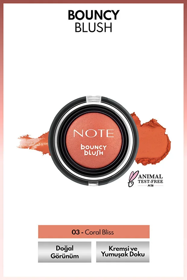 Note Bouncy Blush Yumuşak Kremsi Allık – 03 Coral Bliss