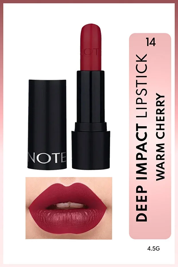 Note Deep İmpact Lipstick Kremsi Ruj – 14 Warm Cherry - Kırmızı