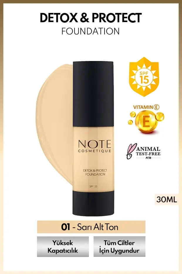 Note Detox Protect Canlandırıcı Fondöten – 01 Beige