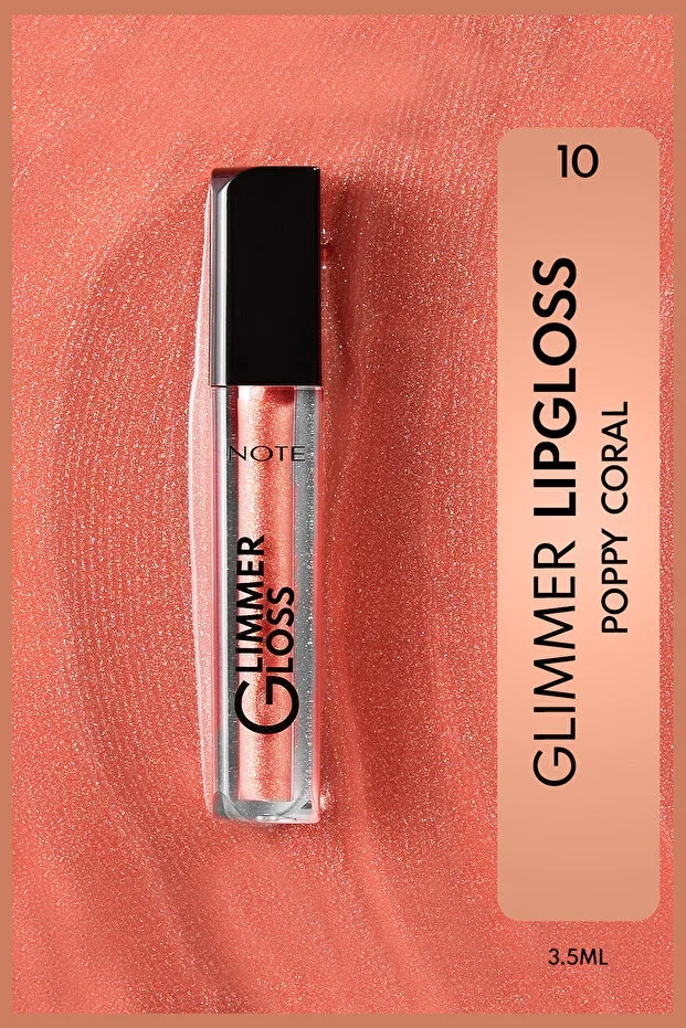 Note Glimmer Gloss Rose Sorbet Lip Gloss – 10 Poppy Coral
