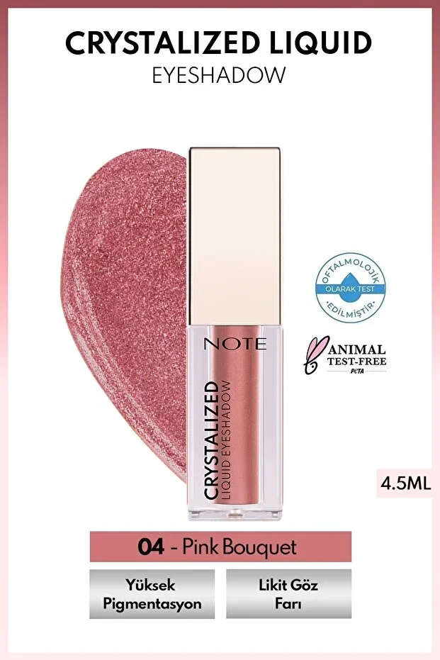 Note Kristal Işıltılı Likit Göz Farı – 04 Pink Bouquet