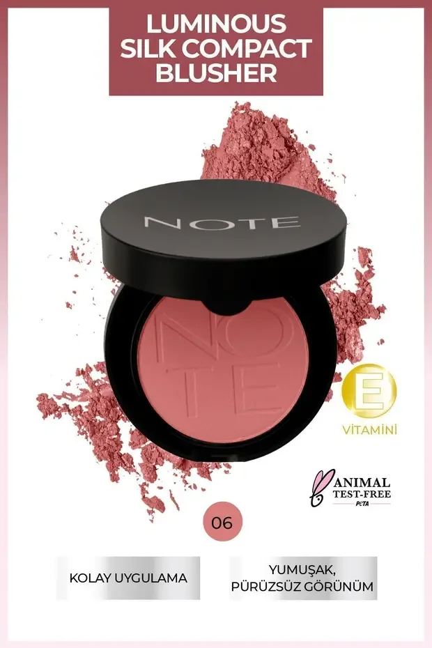 Note Luminous Silk Blusher Compact Toz Allık – 06 Sandy Pink