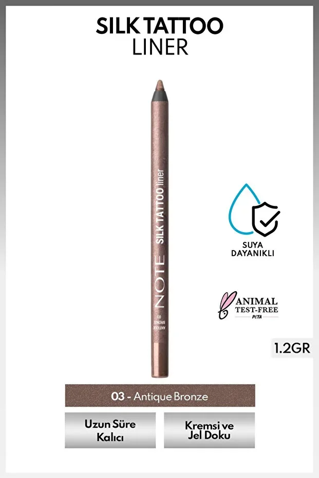 Note Silk Tattoo Liner Espresso Jel Göz Kalemi – 03 Antique Bronze - Bronz (Işıltılı)