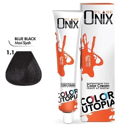 Onix Tüp Saç Boyası 60 ml Profesyonel Krem Boya – 1/1 Mavi Siyah