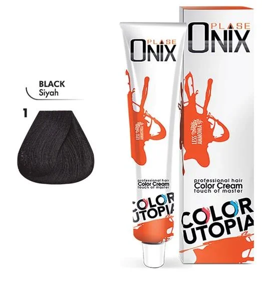 Onix Tüp Saç Boyası 60 ml Profesyonel Krem Boya – 1 Siyah