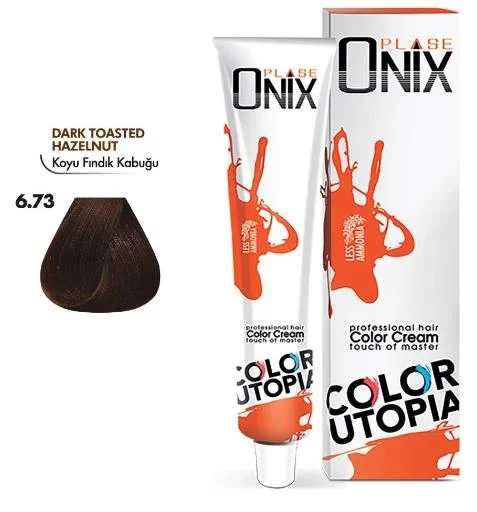 Onix Tüp Saç Boyası 60 ml Profesyonel Krem Boya – 6/73 Koyu Findik Kabuğu