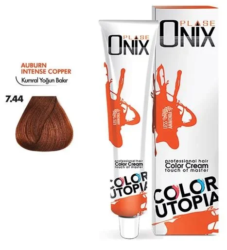 Onix Tüp Saç Boyası 60 ml Profesyonel Krem Boya – 7/44 Kumral Yoğun Bakir