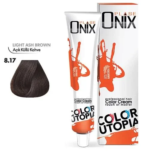 Onix Tüp Saç Boyası 60 ml Profesyonel Krem Boya – 8/17 Açık Küllü Kahve
