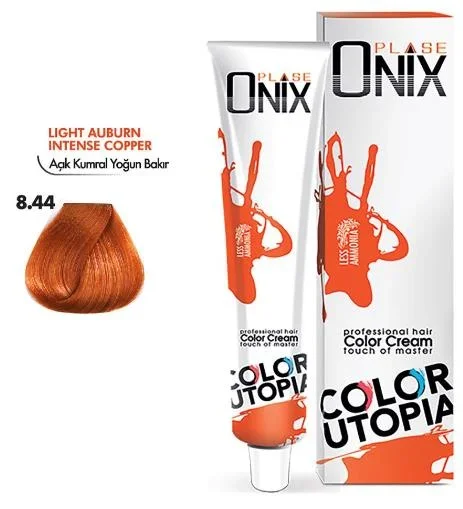 Onix Tüp Saç Boyası 60 ml Profesyonel Krem Boya – 8\,44 Açık Kumral Yoğun Bakir