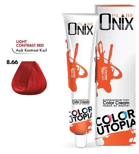 Onix Tüp Saç Boyası 60 ml Profesyonel Krem Boya – 8/66 Açık Kontrast Kizil