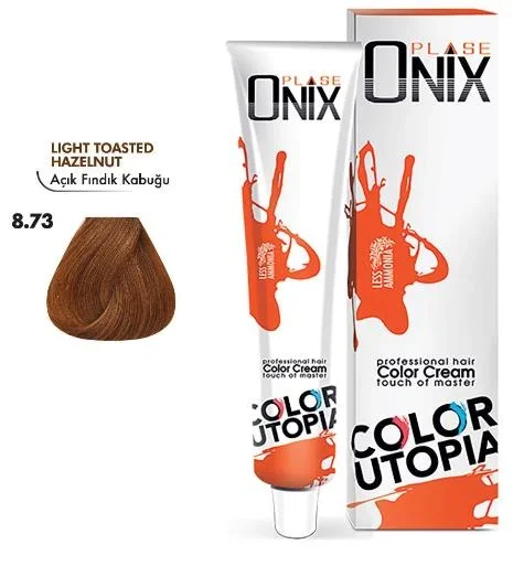 Onix Tüp Saç Boyası 60 ml Profesyonel Krem Boya – 8/73 Açık Fındık Kabuğu
