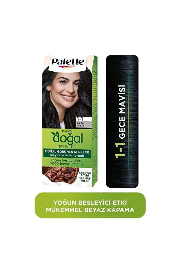 Palette Kalıcı Doğal Renkler Saç Boyası – 1-1 Gece Mavisi