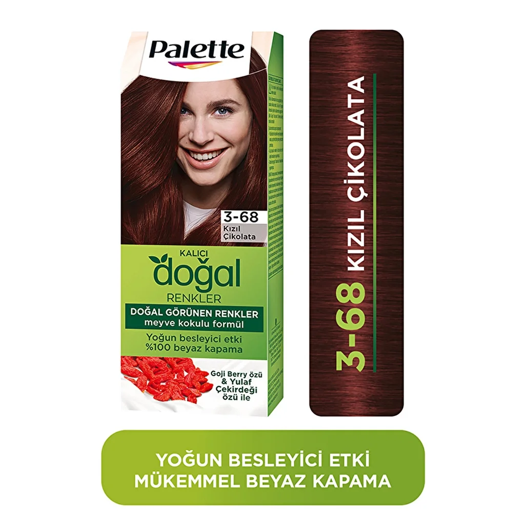 Palette Kalıcı Doğal Renkler Saç Boyası – 3-68 Kızıl Çikolata
