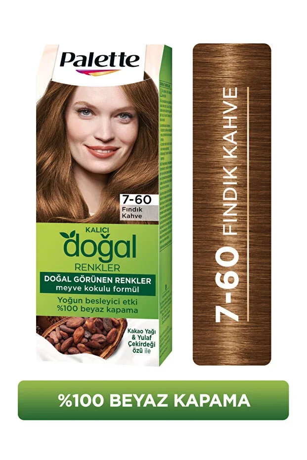 Palette Kalıcı Doğal Renkler Saç Boyası – 7-60 Findik Kahve