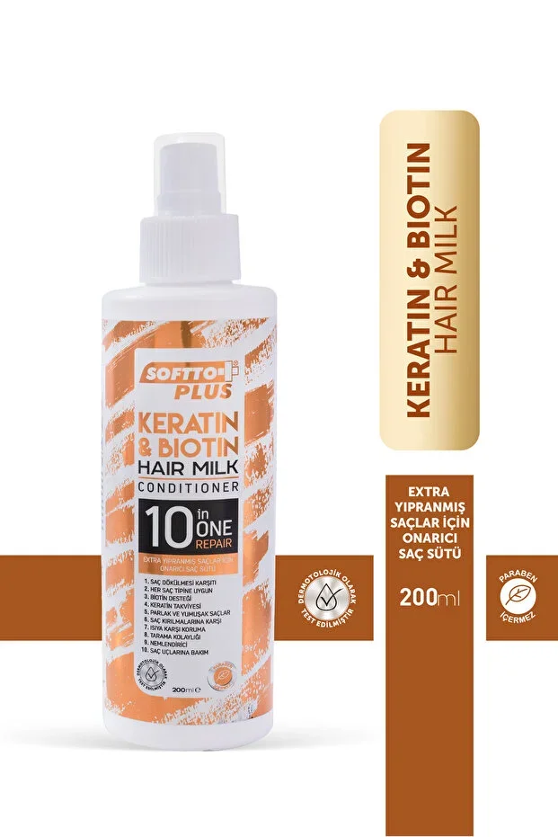 Softto Plus Hair Milk Saç Sütü 200 ml – Keratin-Biotin Hair Milk Saç Sütü 200 ml