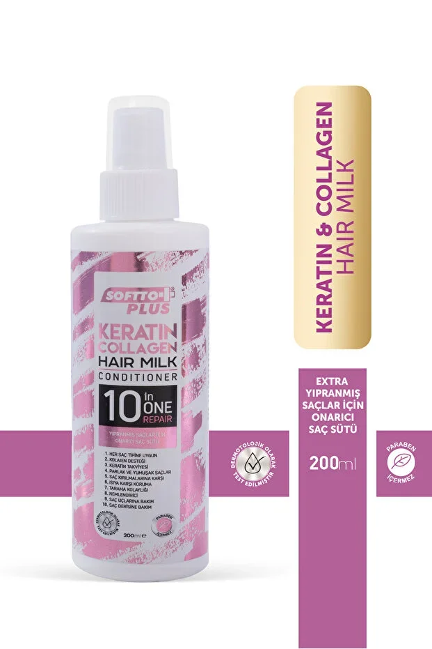 Softto Plus Hair Milk Saç Sütü 200 ml – Keratin-Collagen Saç Sütü 200 ml