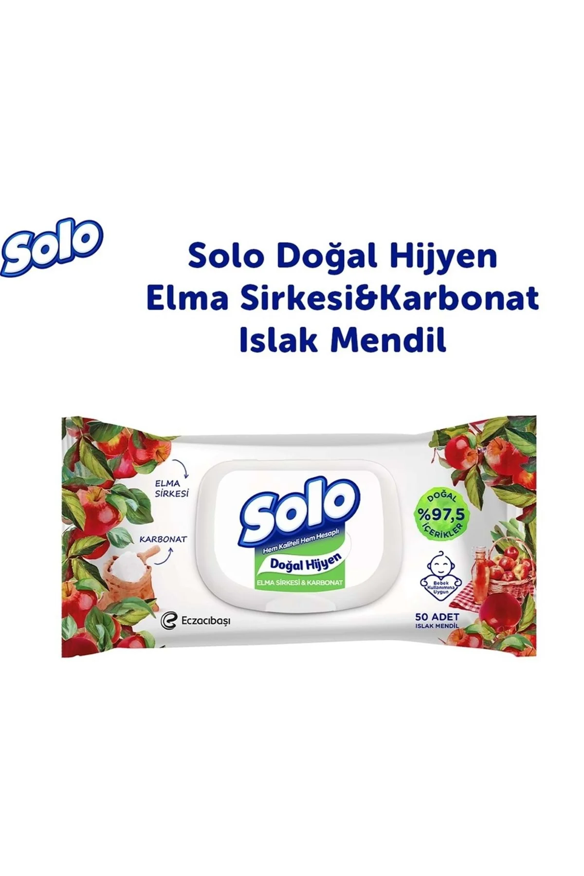 Solo İslak Mendil Doğal 50li – Elma Sirkesi Karbonat 50li