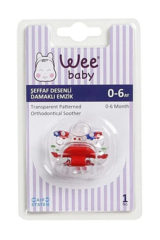 Wee Baby Bebek Emziği Tasarım Modeli – Şeffaf Desenli Damaklı Emzik 0-6 Ay