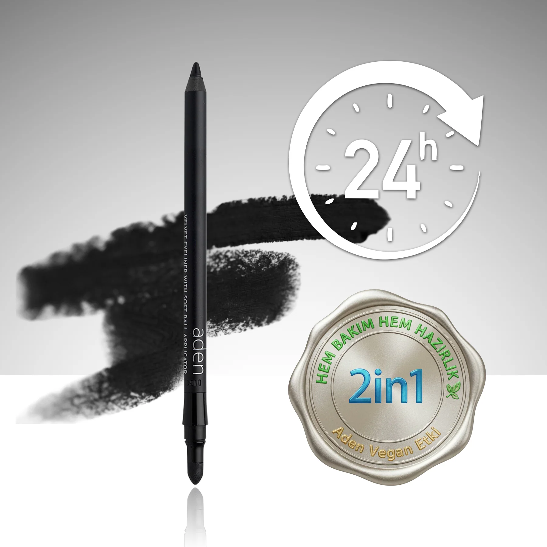 Aden Smoky Eyes Velvet Eyeliner - Kadife Eyeliner – 01 Black(Siyah)