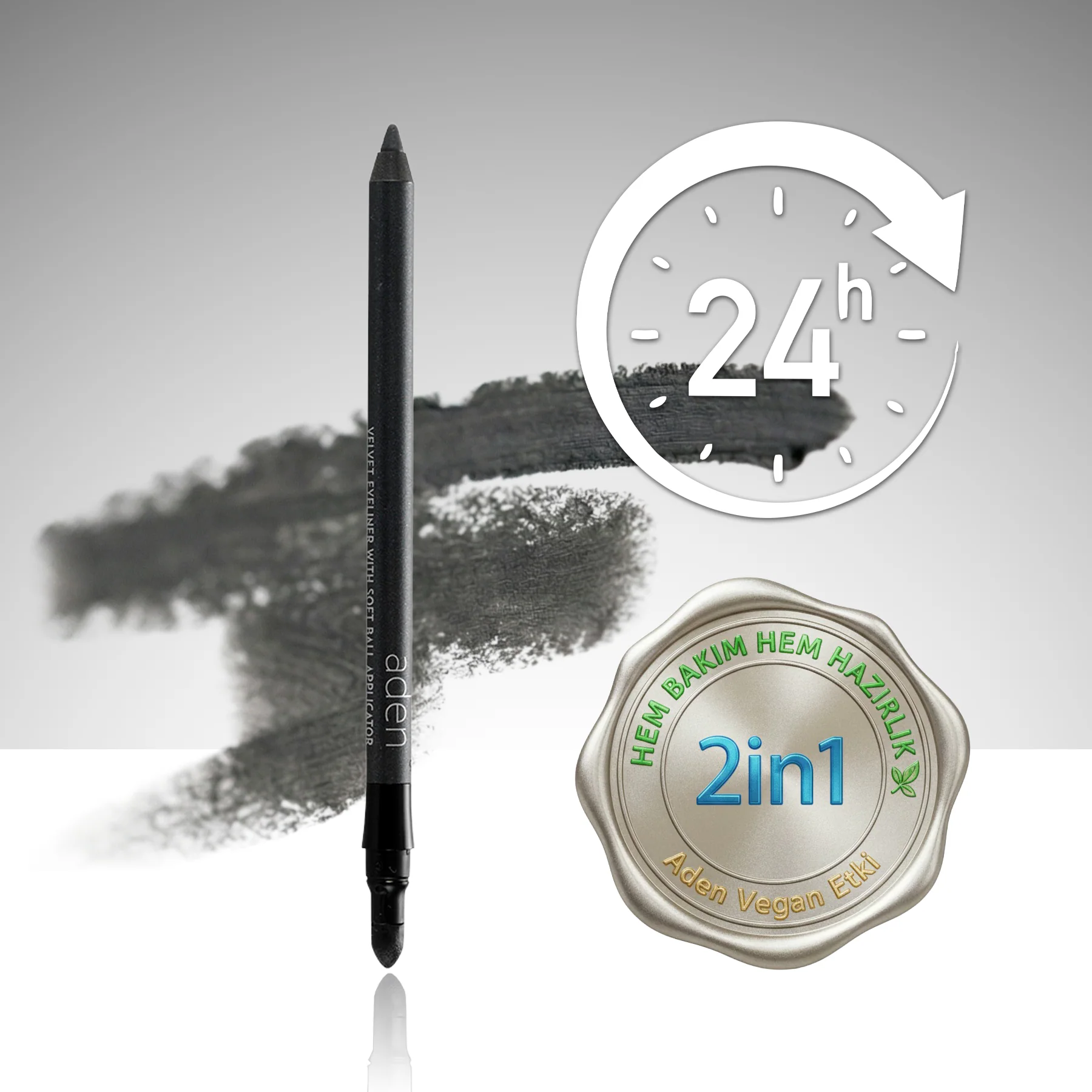 Aden Smoky Eyes Velvet Eyeliner - Kadife Eyeliner – 02 Grey(Gri)