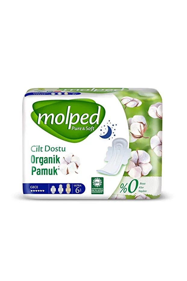 Molped Pure & Soft Hijyenik Ped – Gece 6 ADET