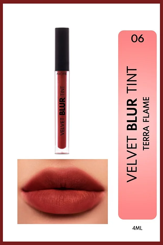 Note Velvet Blur Tint Kadife Bitişli Nemlendirici Mat Ruj – 06 Terra Flame - Kırmızı