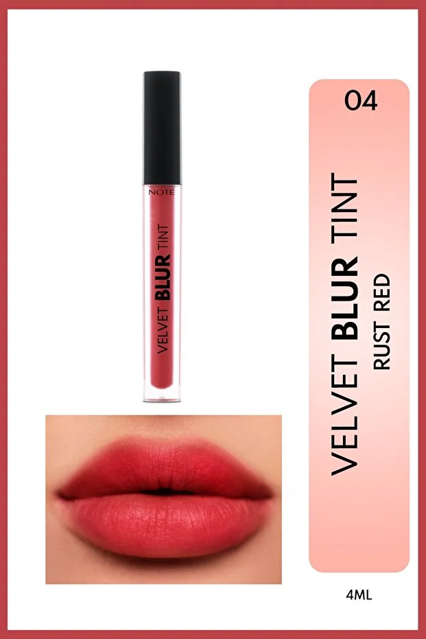 Note Velvet Blur Tint Kadife Bitişli Nemlendirici Mat Ruj – 04 Rust Red - Pembe