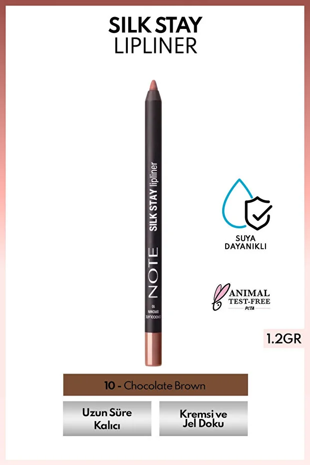 Note Silk Stay Suya Dayanıklı Dudak Kalemi – 10 Chocolate Brown - Kahverengi