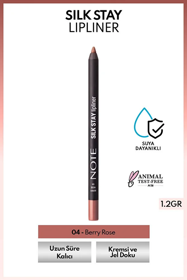 Note Silk Stay Suya Dayanıklı Dudak Kalemi – 04 Berry Rose - Nude