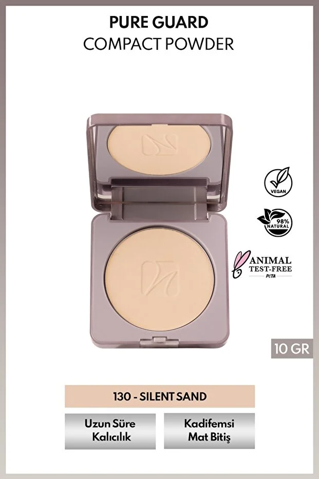 Note Pureguard Compact Powder Mat Bitişli Fırınlanmış Toz Pudra – 130 Silent Sand