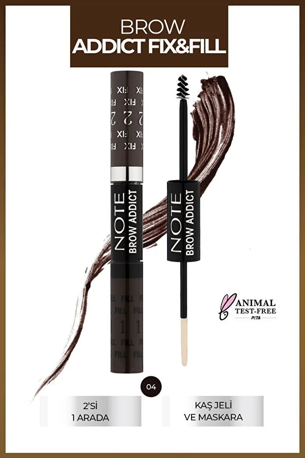 Note Brow Addict Fix&Fill Kaş Farı ve Maskarası – 04 Grey Brown
