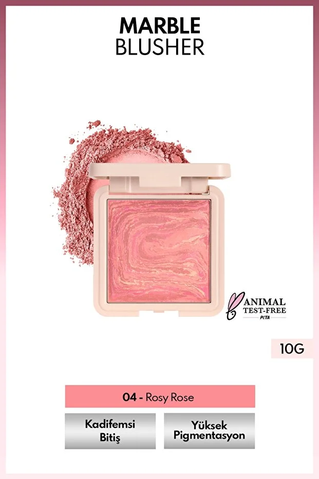 Note Marble Baked Blusher Allık – 04 Rosy Rose