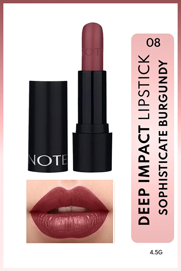 Note Deep İmpact Lipstick Kremsi Ruj – 08 Sophisticate Burgundy - Kırmızı